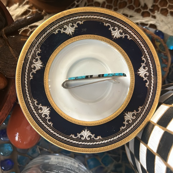 Vintage Inlaid Turquoise Black Onyx & MOP Money Clip - Picture 5 of 8